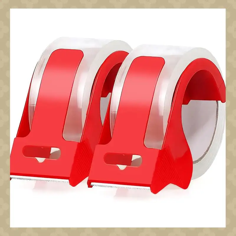 AB45 2 rolos de fitas de embalagem com 2 dispensadores recarregáveis, fita de embalagem resistente 1.88 Polegada x 55 jardas, fita de embalagem adesiva