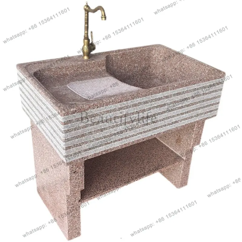 

Marble laundry pool Balcony Household sink with washboard integrated