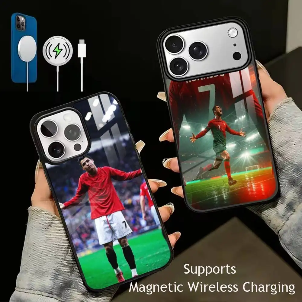 Cristiano Ronaldo gift   Luxury Glass Phone Case For iPhone17,16,15,14,13,12,11 Plus,Pro Allows magnetic wireless charging