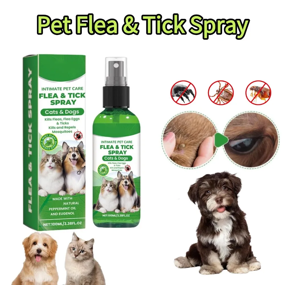 100ml Pet Flea & Tick Spray for Dogs Cats Flea Killer Itching Relief Insect Repellent Mite Lice Mosquitoes Killer Pet Skin Care