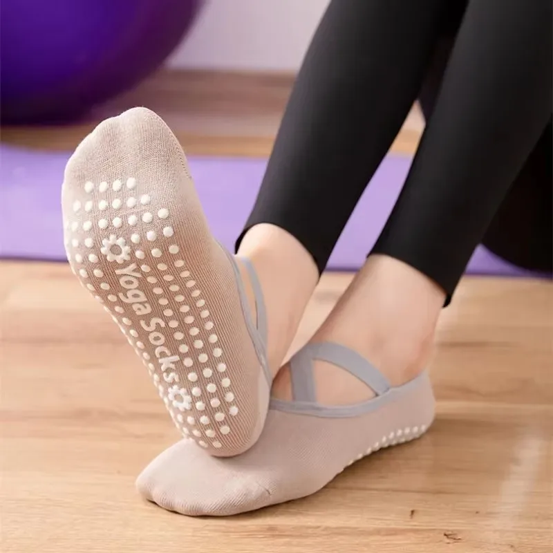 Calcetines de Yoga con parte inferior de toalla transpirable para mujer, medias antideslizantes de silicona para Pilates, calcetines de algodón para entrenamiento físico y danza de Ballet