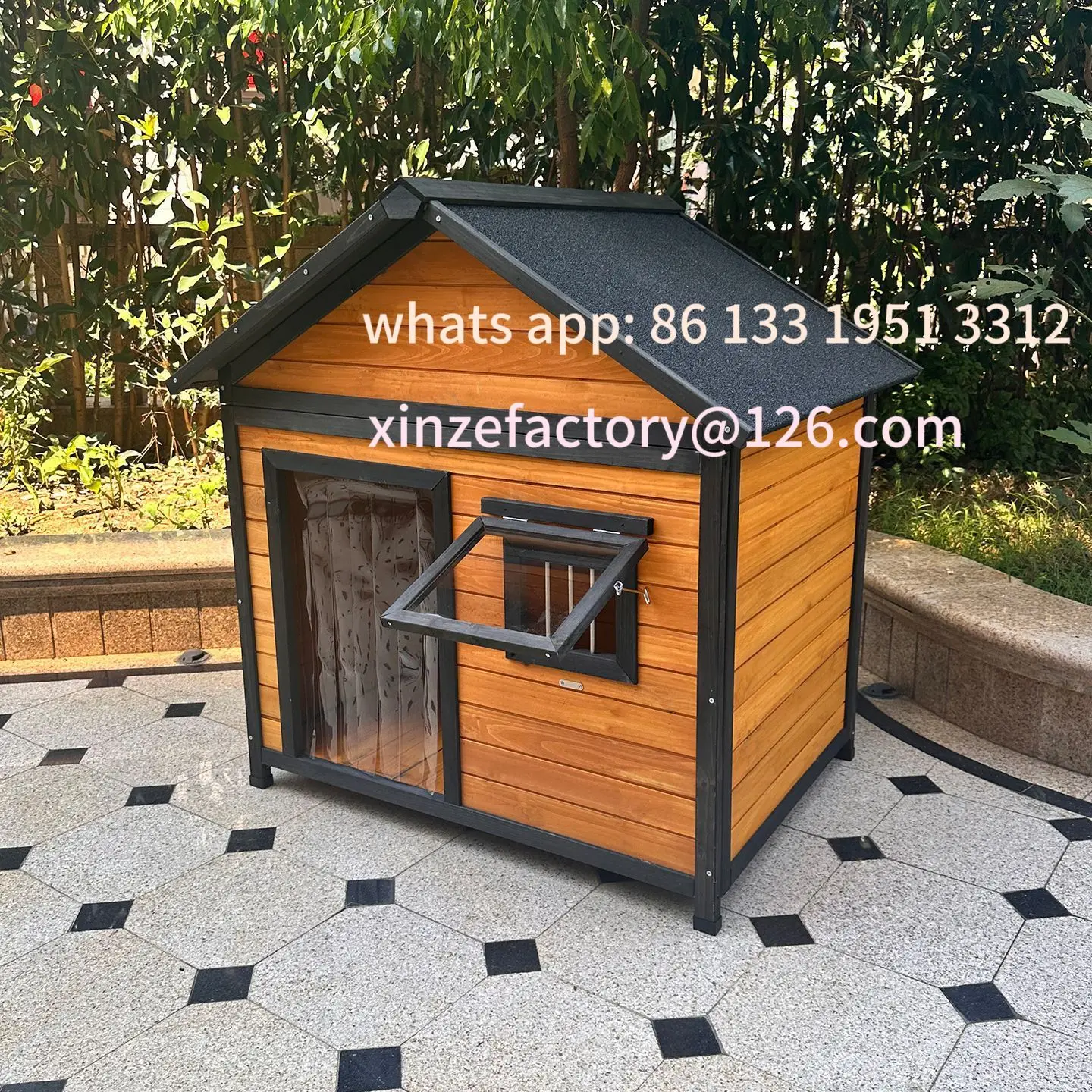 

Customizable Outdoor Dog Cage All Seasons Wooden Kennel Outdoor Rainproof Sun Protection Kennel
