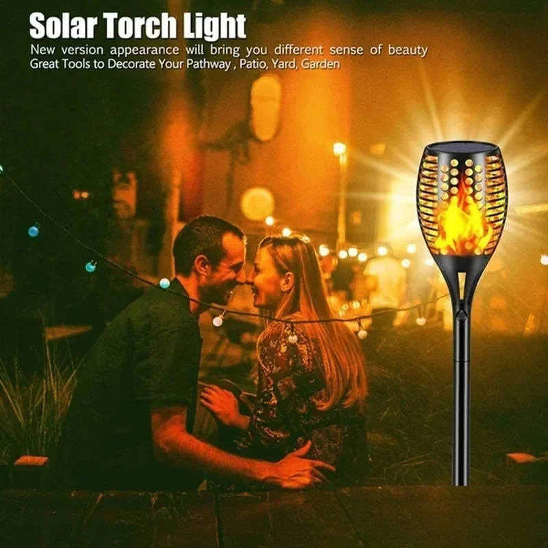 Imagem -05 - Impermeável Solar Flame Lights Flickering Torch Decoração do Jardim Gramado ao ar Livre Tiki Led Path Yard Patio Floor Lamp Pcs Pcs