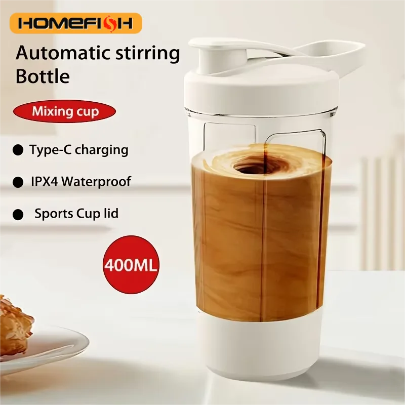 HOMEFISH 1 Piece/13.53 Oz Portable Charging Electric Stirring Cup Automatic Self Mixing Cup-Sports Cup with Electric Stirring