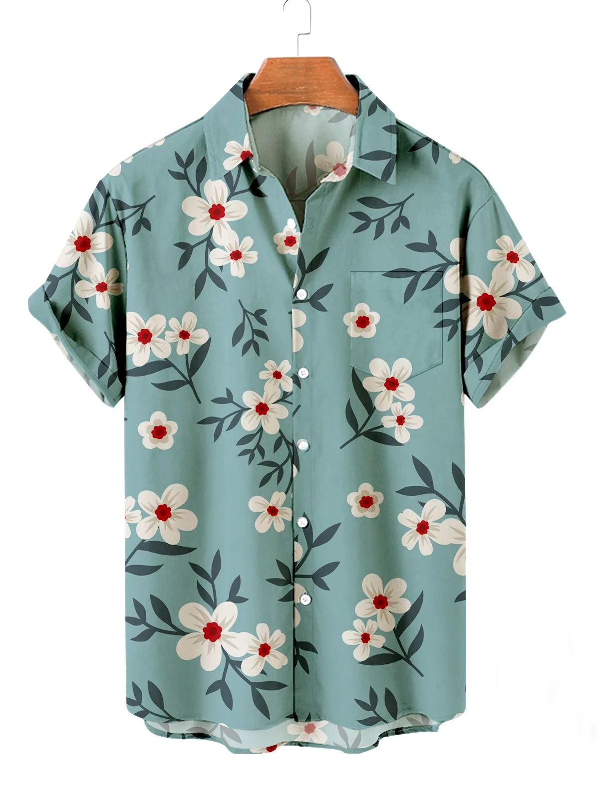Summer Men\'s Flower Hawaiian Shirts Casual Vacation Short Sleeved Shirts Collar Button Up Shirt Fashion Steetwear For Mens