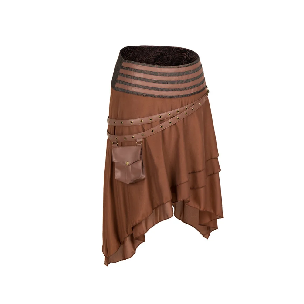 Groot formaat Retro Sle Plooirok Midi A-lijn Rok Ro Punk Traditioneel Festival Etnische Halloween Dames Faion