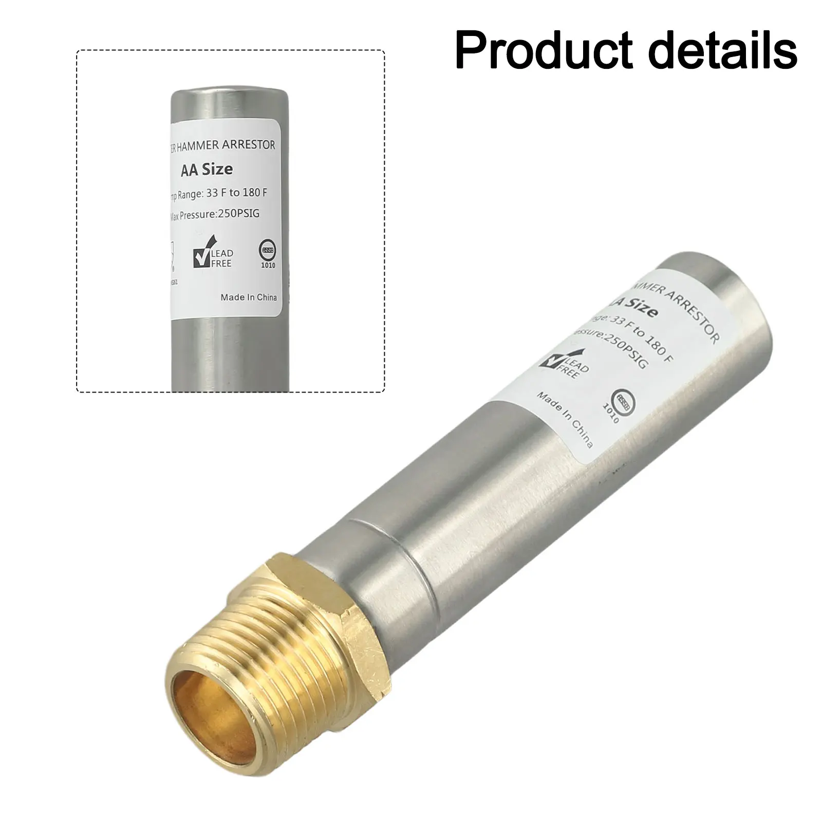 Stainless Steel Water Hammer Arrestor 1/2 Inch NPT Thread For Washing Machine Supply Valve And Laundry Pipe Noise Reduction
