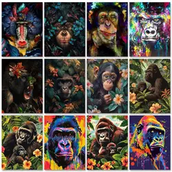 GATYZTORY Oil Painting By Numbers Gorilla 60x75cm DIY Paint By Numbers For Adult Animals Frameless Canvas Painting Unique Gift