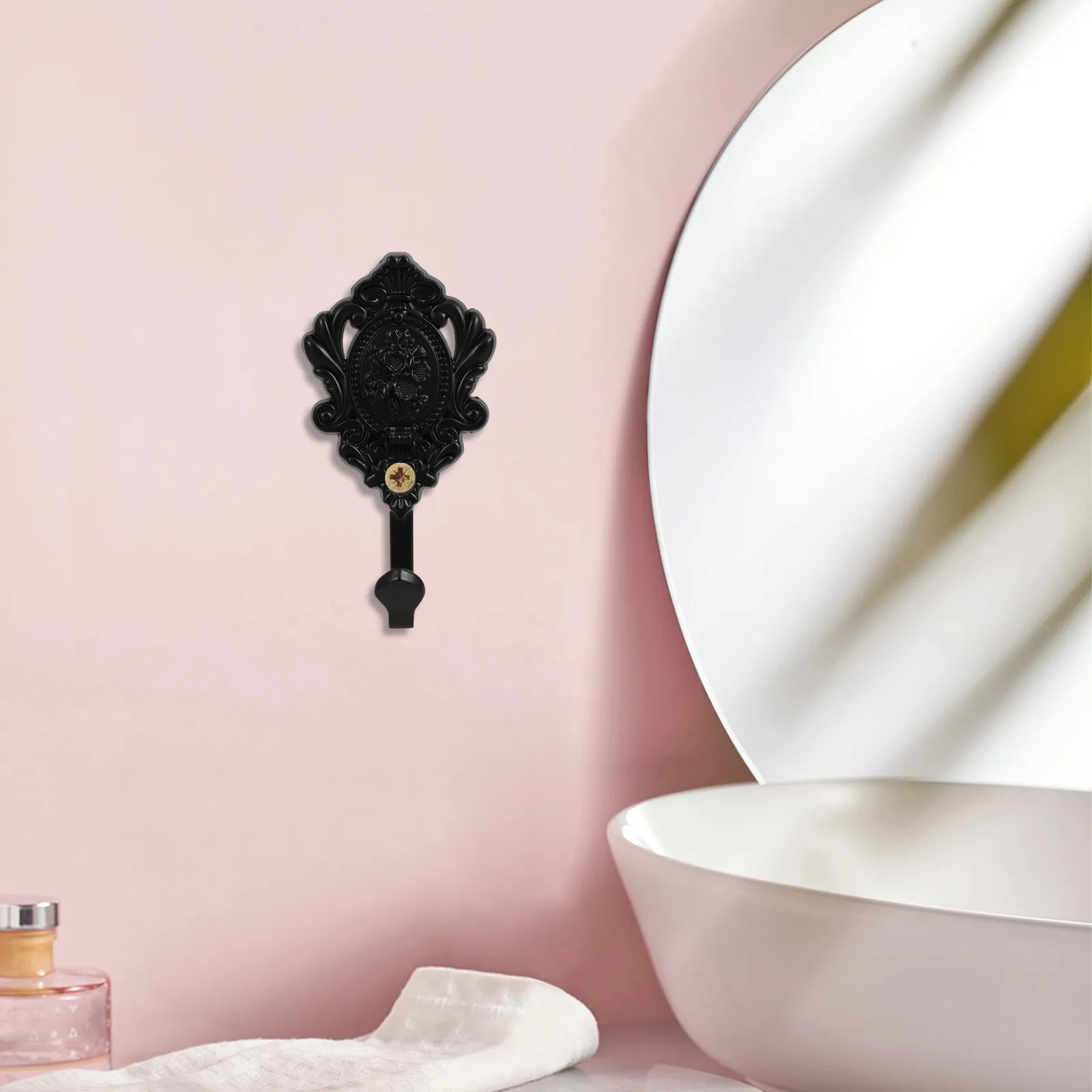 2Pcs Embossed Vintage Black Metal Coat Hooks Wall Mounted Rack for Hats Bags Towels Decorative Organizer Small Coat Rack - view 4