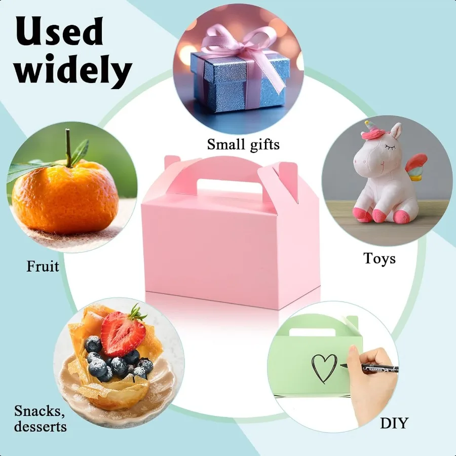 48 Uds. Caja de regalo Gable de regreso a la escuela 6x3,5x3,5 pulgadas cajas de dulces de papel coloridas Snack Goodie cajas de golosinas para pasteles para vacaciones