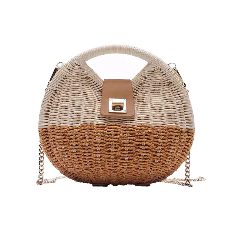 

Straw Bag Female 2024 New Summer Hand-woven Bag Fashion All-match Shoulder Bag Lady Portable Shell Handbag