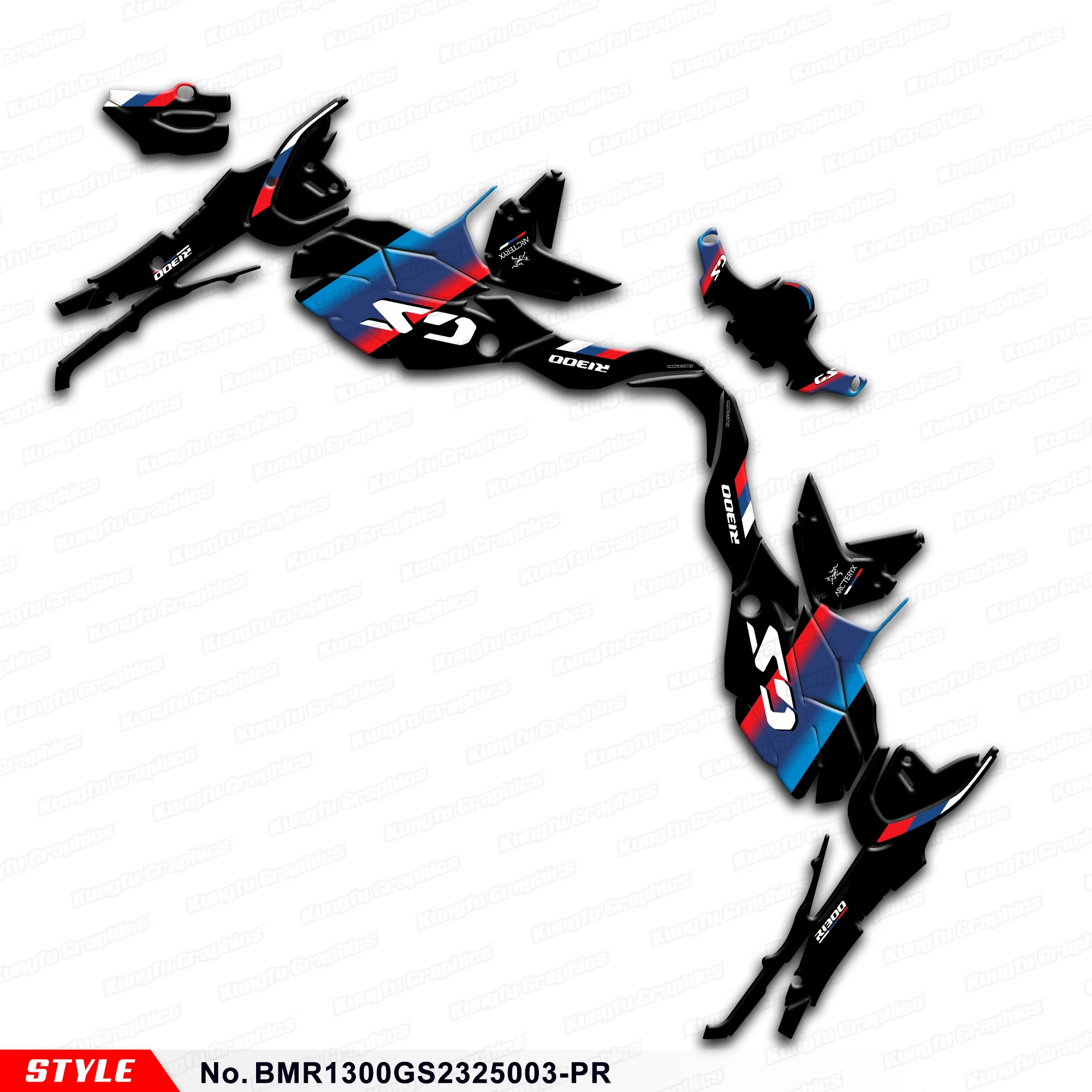 

JY RACING Motorcycle Racing Graphics Glossy Laminate for R1300GS R 1300 GS 2023 2024 2025, Rebuilding, BMR1300GS2325003-PR