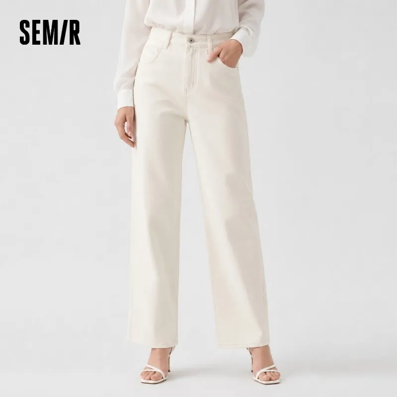 Semir Jeans Donna Gamba larga Foderato in pile Comodo Vita alta Inverno 2025 Nuovi pantaloni lunghi fino al pavimento con effetto allungamento delle gambe