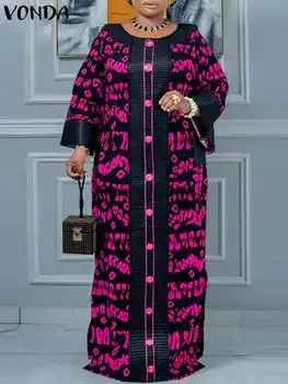 Vonda-女性のためのヴィンテージプリントマキシドレス,ロング,パッチワーク,エレガントなイブニングドレス,ラージサイズ,5xl,秋,2022