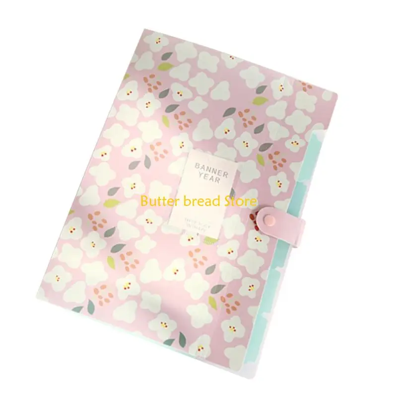 W89C Flower File Organiser 6 Pockets Expanding Document Folder Letter Size For Office
