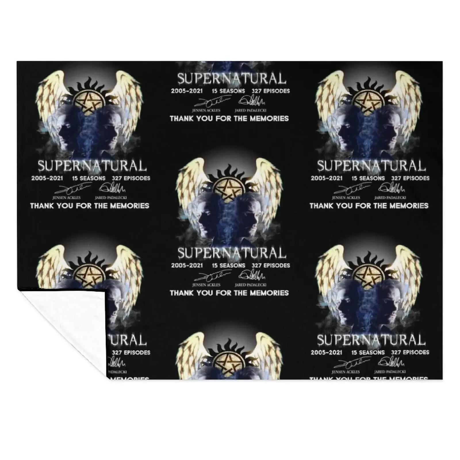

Supernatural Thank You For The Memories , Supernatural Signature Art , Supernatural Winchester Throw Blanket Soft Big Blankets