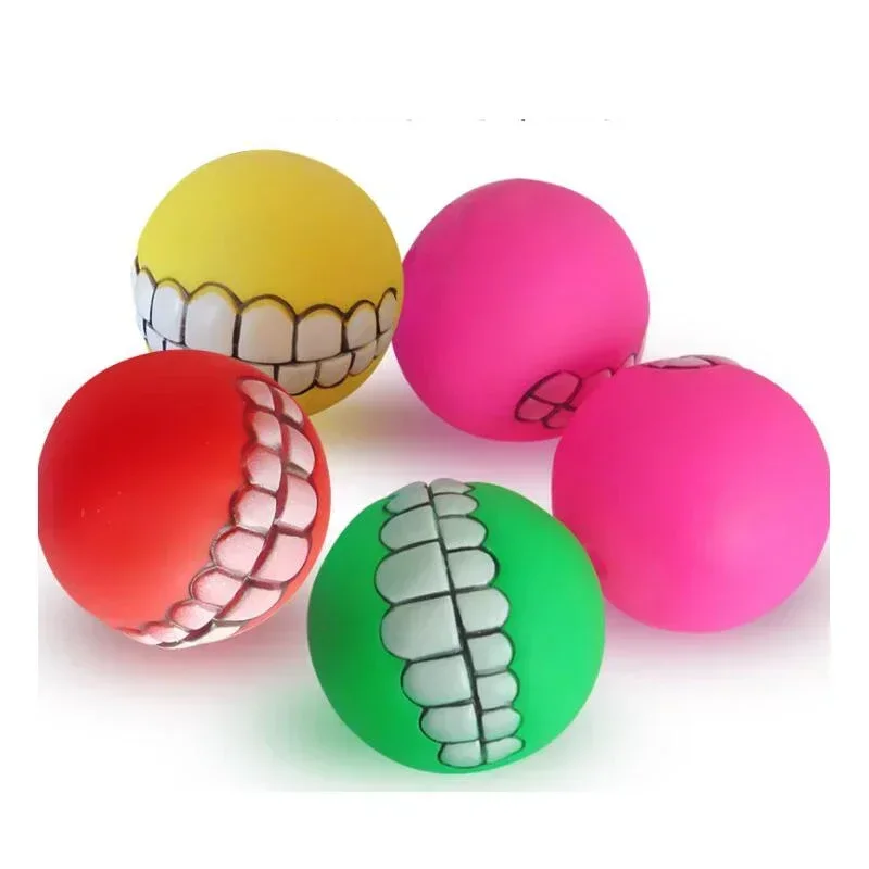 Pets Dog Puppy Cat Ball Toy Teeth PVC Chew Sound Dogs Play Fetching Squeaky Playing Toys Pet Supplies