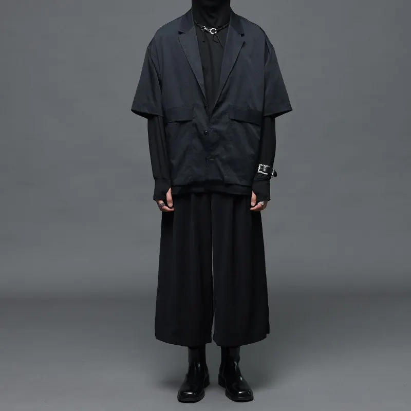 High Quality Personality All-Match Fashion Simple Loose-Fitting Casual Suit Half-Length Sleeves Japanese Men's Jacket Coat