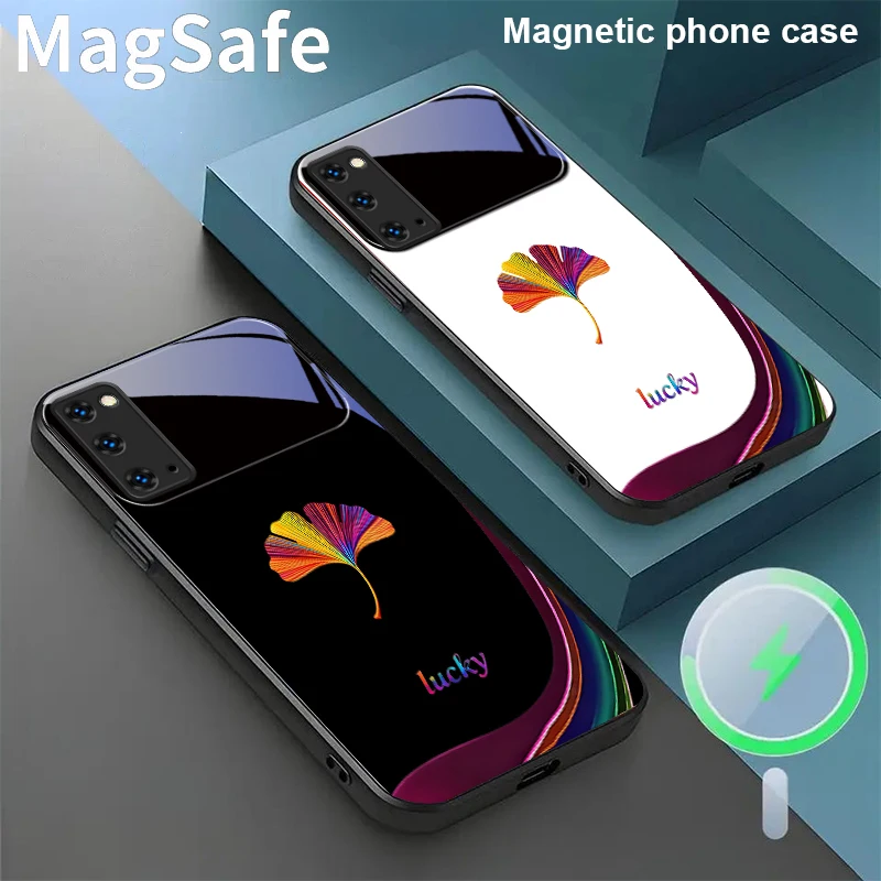 

Gradient colored leaves For Samsung Galaxy S20 FE S21 S22 S23 Plus S24 Ultra 25 Edge S24Ultra 22Plus Magsafe Glass Phone Casee