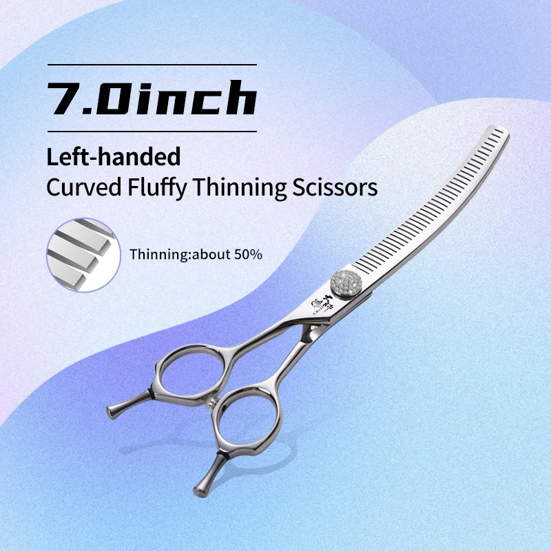 Fenice Linkshandige Professionele 7.0/7.5/8 inch JP440C Snijden Gebogen Pluizige Dunner Chunker Schaar Set Kit Hond Verzorging
