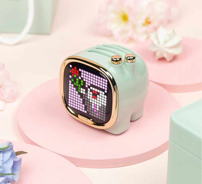 Divoom DITOO-PLUS ZOOE Elephant Pixel Bluetooth Wireless Speaker Cartoon Pink / Green Smart Mini Speaker Alarm Clock Gift