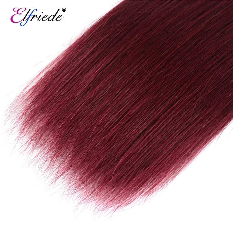 Elfriede # 1B/99J paket rambut manusia lurus Burgundy 100% ekstensi rambut manusia Remy 3/4 penawaran rambut manusia dijahit kain