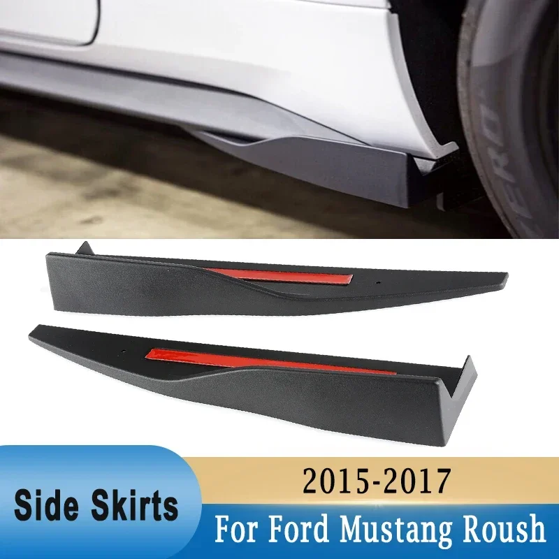 36cm Car Side Skirts Extension Winglet Bumper For Ford Mustang ROUSH 2015- 2017 Body Extension Rocker Splitters Diffuser