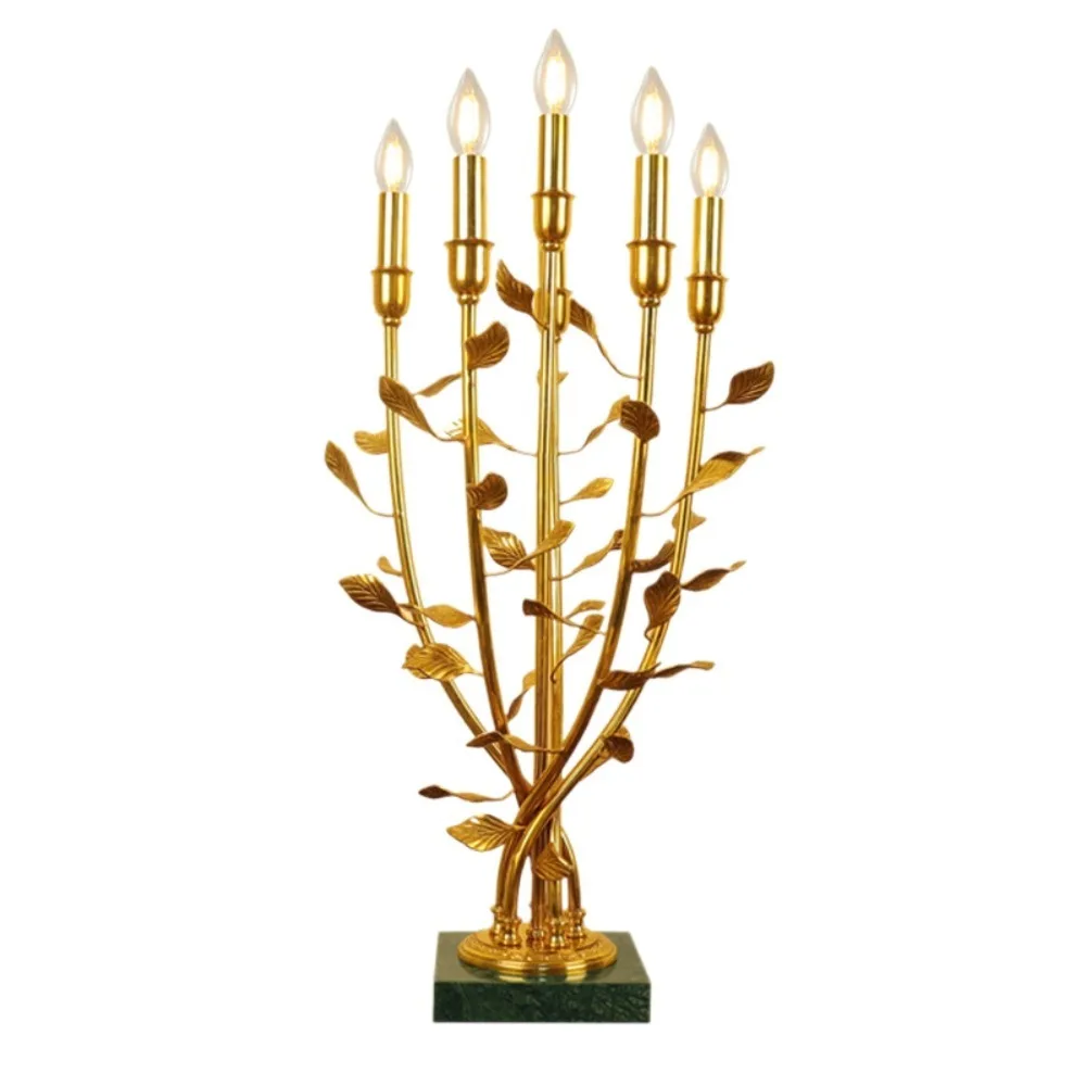 French retro all copper crystal desk lamp, light luxury and simple bedroom bedside lamp, living room decoration lamp