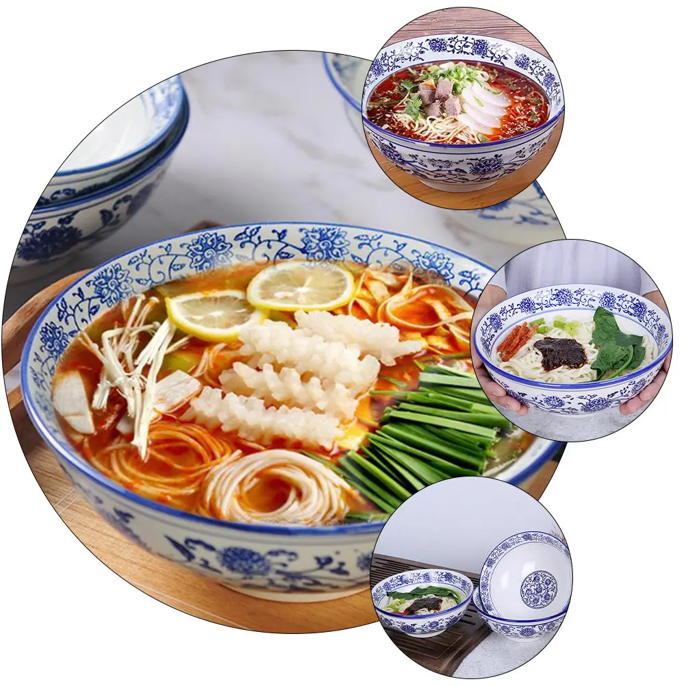 

1Pcs High Quality Ceramic Bowl Retro Noodle Ramen Soup Dish Smooth Finish Easy Clean Kitchen Serving Bowl for Home Dining Use
