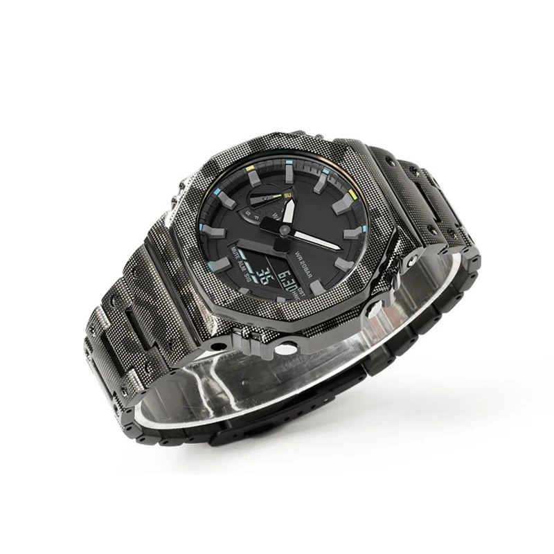 GA-2100/2110/B2100 GM2100 GBM-2100 Mod Kit modified Camouflage metal Bezel with drives stainless steel case&strap for Casioak