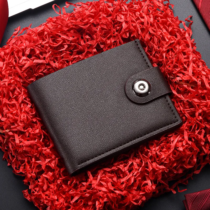 Men`s Wallet Soft Leather Buckle Short Wallet Credit Card Holder Coin Purse For Man Money Clip Small Bag