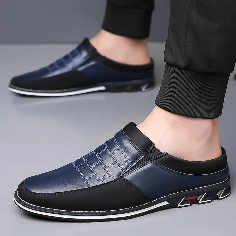 New styles spring and autumn men shoes lightweight wear resistant fashionable male casual slip on shallow month PU leather shoes