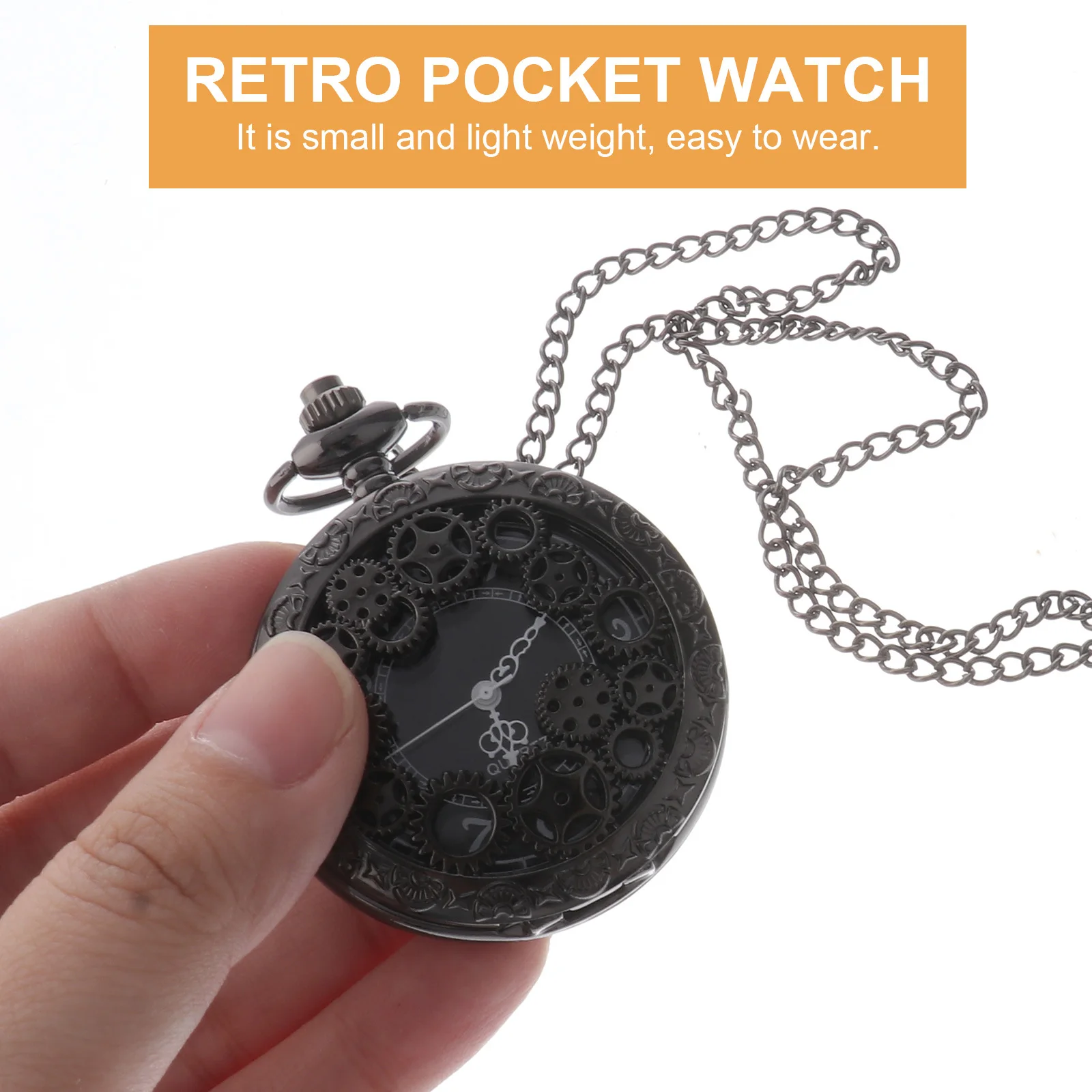 

Necklace Pocket Watch Vintage Hollow Gear Pendant Chain Hanging Watch Small Size Easy Carry Daily Use Gift Idea