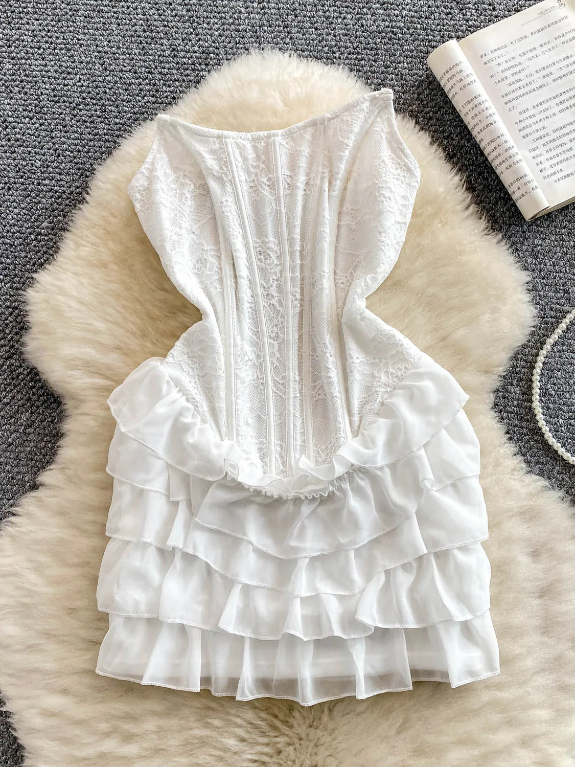 Vestido de Verão F com Cintura Ajustada em Estilo de Saia em Camadas, Respirável e gável à Pele, Modelo A-line