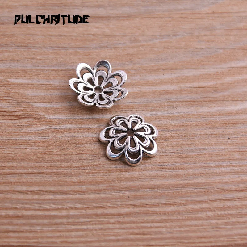 30pcs 15*15mm Two Color Receptacle Hollow Double Flower DIY Spaced Jewelry Accessories Charms For Jewelry Making