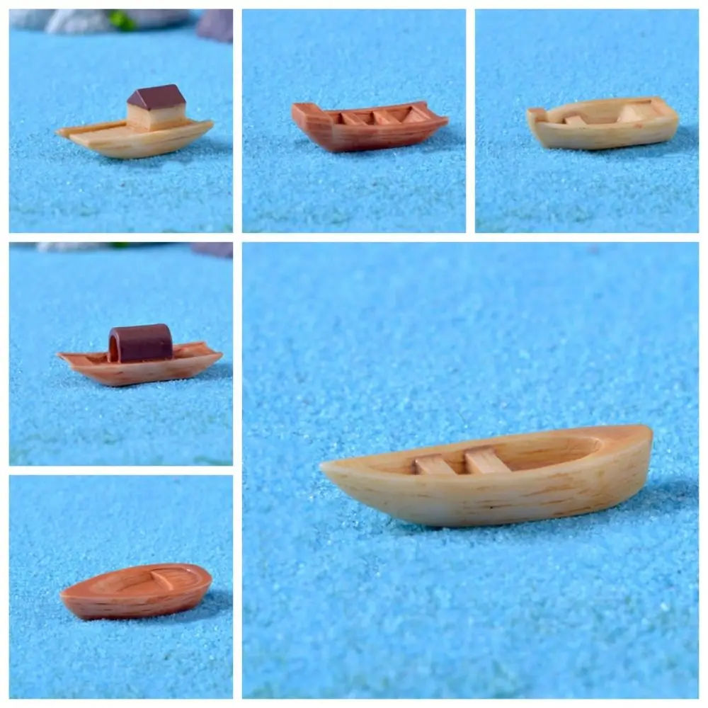 

Micro Landscape Micro Landscape Boat Resin Awning Boats Resin Wooden Boat Decoration Retro Figurines Art Crafts Bonsai Ornaments