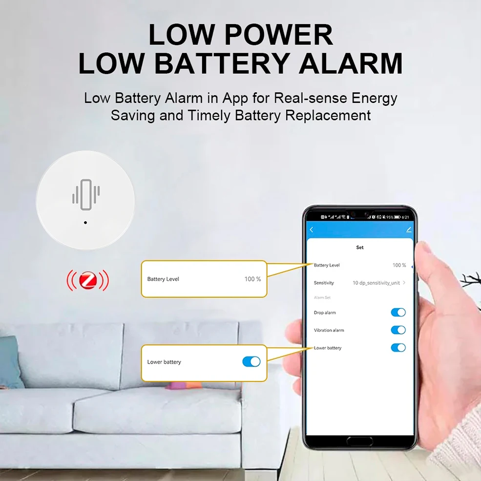 Imagem -06 - Ihseno-sensor Vibração Inteligente Notificação App Vida Movimento em Tempo Real Alarme de Choque Detecção Registro Vida Tuya Zigbee