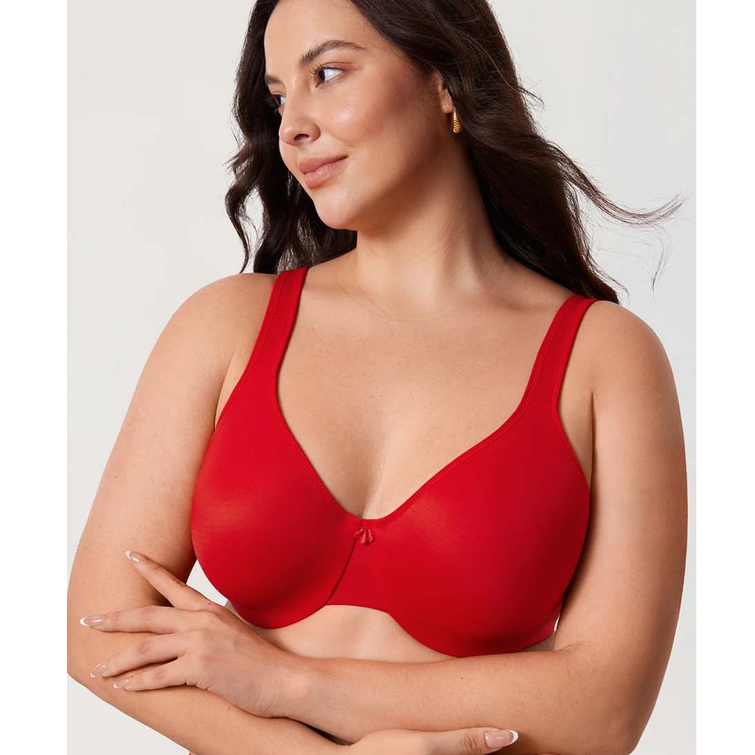 Plus Size Seamless Full Coverage Bra For Women Underwire Embroidery Smooth Thin Minimizer Bra B-DD E F G 40 42 44