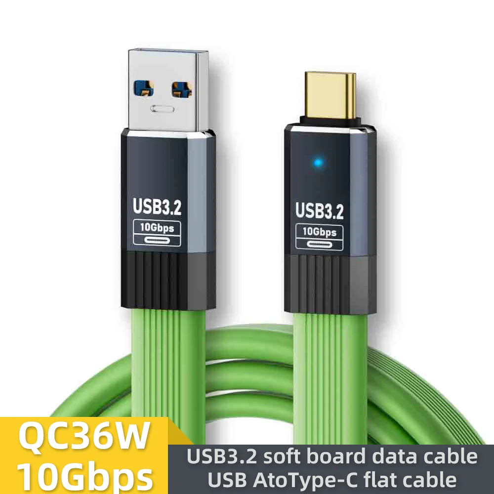 Cabo USB 3.2 Tipo-A para Tipo-C Masculino para Masculino, Carregamento Rápido de 36W, Cabo de Dados de 10Gbps, Adequado para Celulares, Tablets e Notebooks