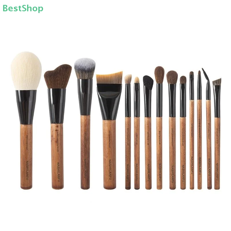 Pennelli per trucco in legno naturale Fard Evidenziatore in polvere Pennello per trucco Correttore per occhi Strumento cosmetico professionale di precisione