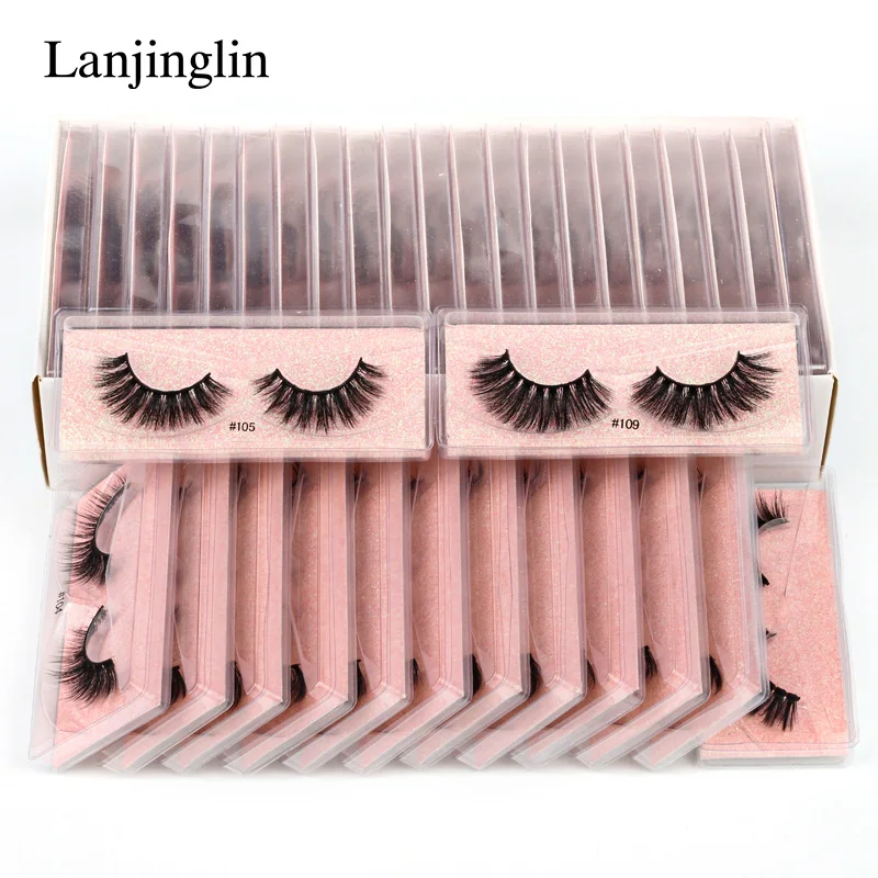 

Wholesale 4/100pairs 3D Faux Mink Lashes Natural Long Fluffy False Eyelashes Dramatic Wispies Lash Extension Fake Lashes Cílios