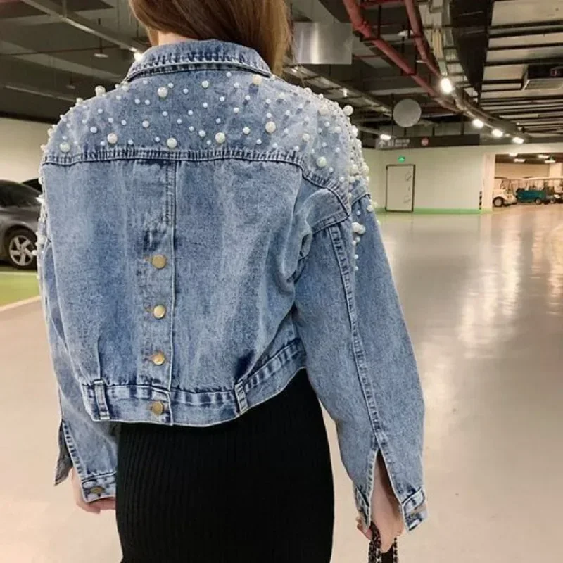 Crop Denim Jacket for Women Spring Autumn Small Cowboy Coat Woman Short 2025 New Arrivals Korean Reviews Many Clothes Models Y2k