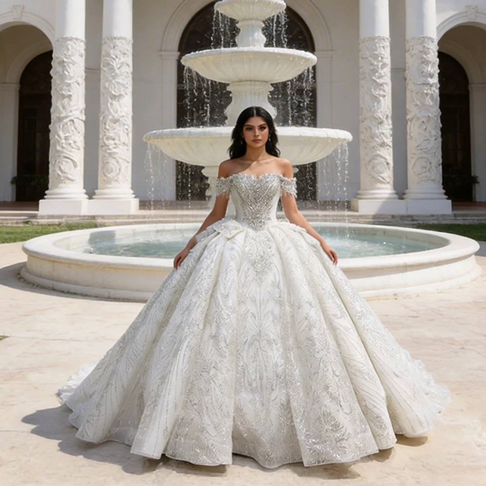 

Wedding Dress Organza With Detachable Sleeve Ball Gown Customized Back Lace Up Vestido De Novia Ruffles Lace Up Back