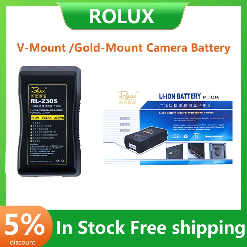 ROLUX  RL-230S V-Mount Camera Battery 230wh 14.8V Camera SONY Digital SLR Fill Light LiveLarge Capacity Anti - Fall