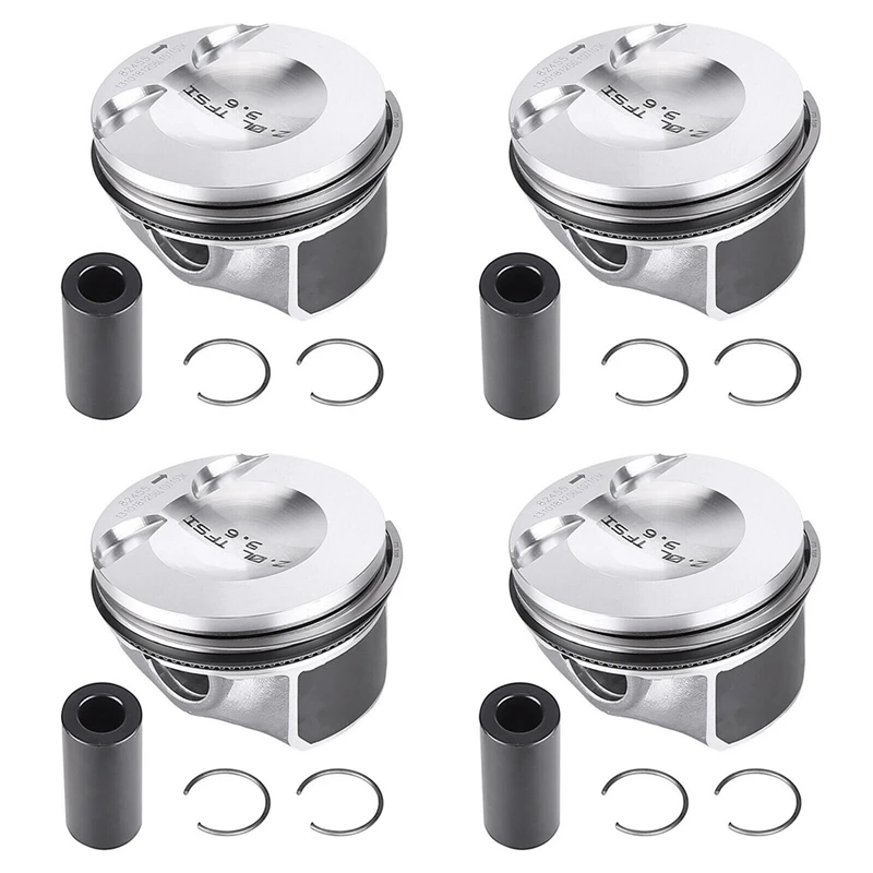 23Mm Engine Piston & Rings Set 06H107065DM 06H107065CM Silver Metal For  A5 A4 VW Jetta 2.0T