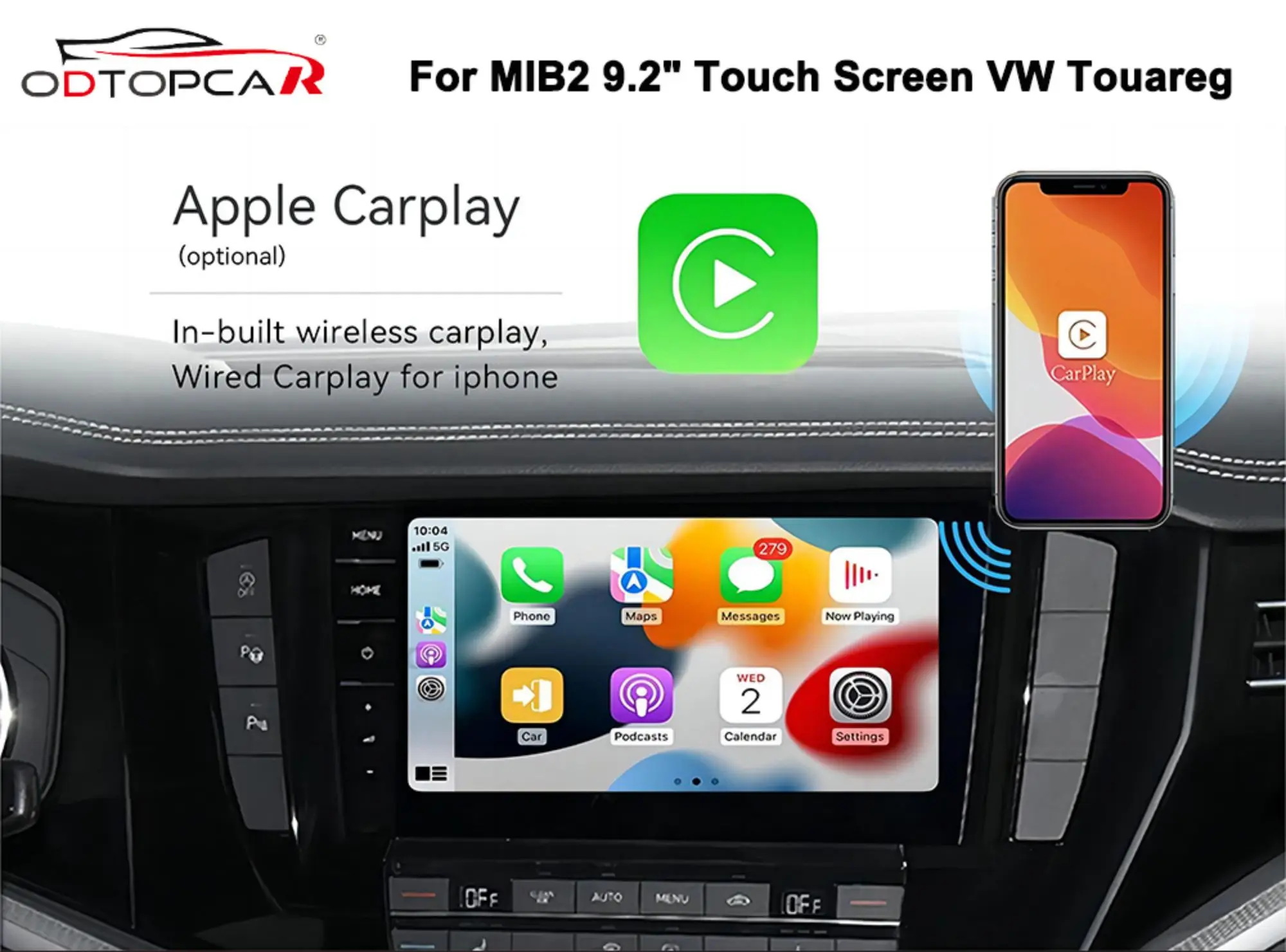 Apple Carplay sans fil pour Volkswagen Touareg, mise à niveau automatique, miroir plein écran, système Android 12, navigation GPS, stéréo 4G