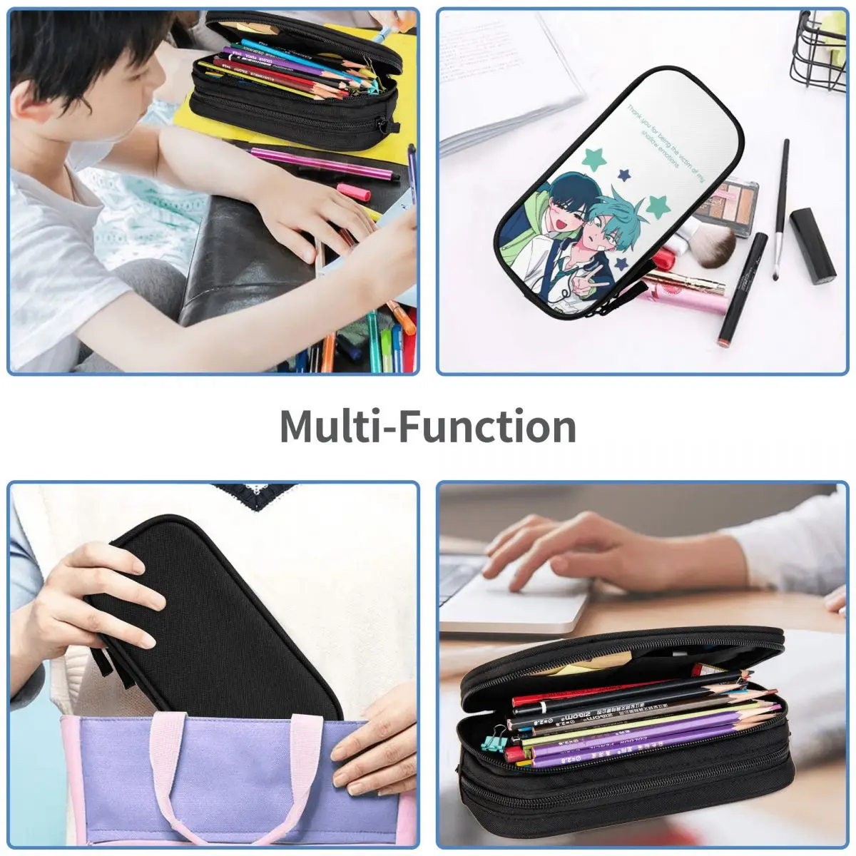 إيفان آند تيل الغريبة المرحلة مقلمة مقلمة المدرسة سستة صبي فتاة موضة كبيرة حقيبة أقلام رصاص القرطاسية المدرسية