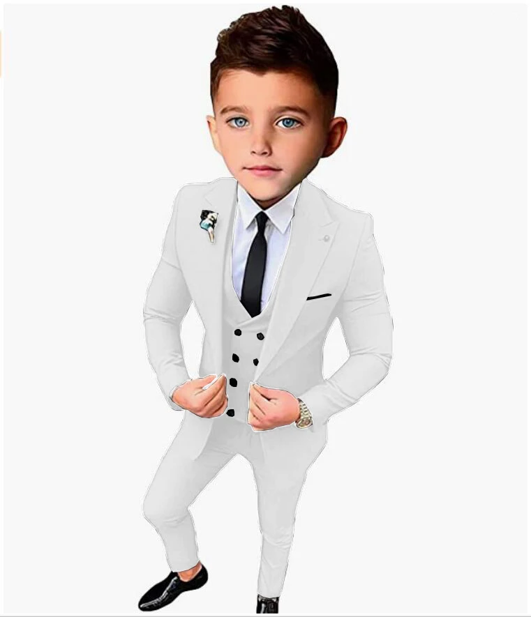 Boys Suit Wedding Tuxedo 3 Piece Royal Blue Jacket Pants Vest Child Formal Blazer Set Slim Fit Outfit costume garcon mariage