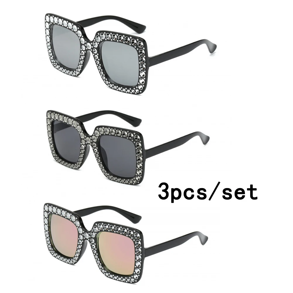 3Pcs/set New Large Square Sunglasses Women Men Rectangle Sun Glasses Female Eyewear Sunglasses for Male Female Eyeglasses