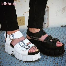 Punk Thick Bottom Sandals Platform Rock Gothic Dark Style Y2k Round Toe Belt Buckle Ankle Strap Fashion Concise Shoes Newest